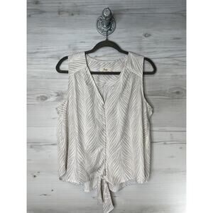 Me by Jennie Garth Tank Top Womens Small Geometric Print Tie Front Sleeveless